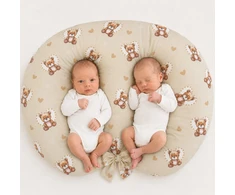Pakaitinis užvalkalas Bobono Twin žindymo pagalvei – 100 % medvilnė – meškiukas (POSZ-FAS-TWINS-1115)