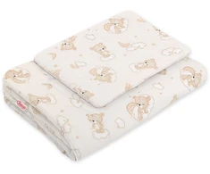 Bobono Patalynės komplektas kūdikiui smėlio spalvos su meškučiais 75x100cm Newborn