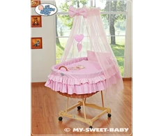 My Sweet Baby Pintas kūdikio lopšys su uždanga meškiukas rožinis
