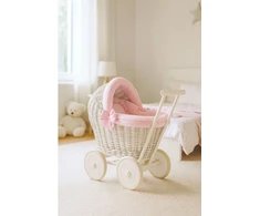 lėlių vežimėlis su rožine patalyne STELLA