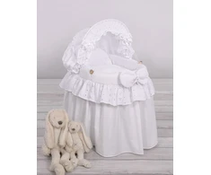 My Sweet Baby Lėlės lopšys su gobtuvu – baltas, pintas, su nėriniais