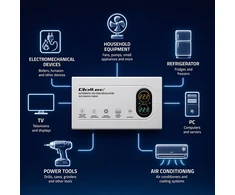 Qoltec automatinis įtampos stabilizatorius AVR 3000VA 1800W kompaktiškas toroidinis transformatorius