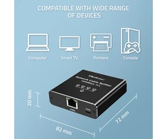 Šakotuvas „Qoltec Rozdzielacz“ skirstytuvas Ethernet mini jungiklis 1x4 RJ45 | 1000Mb/s | USB-C | Aliuminio