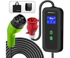 Nešiojamas elektromobilio įkroviklis Qoltec Mobile Charger for EV2in1 type2 | 7 kW | 230 V | CEE 32 A | LCD | 5 m