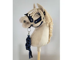 Super Hobby Horse Hobio žirgo kantaras ir pavadis – juoda ir tamsiai mėlyna