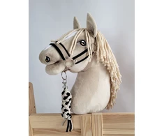 Super Hobby Horse Hobio žirgo kantaras A3 su juoda pūkuota apdaila ir pavadžiu
