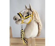 Super Hobby Horse Hobio arklio kantaras A3 su juodu kailiu ir virviniu pavadžiu (juoda-geltona)