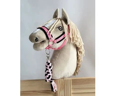 Super Hobby Horse Hobio žirgo kantaras su pavadžiu – juoda ir rožinė