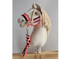 Super Hobby Horse Hobio žirgo kantaras ir pavadis, juoda/ neoninė rožinė