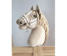 Super Hobby Horse Reguliuojamas kantaras hobi arkliukui A3 – smėlio su balta pūkine apdaila