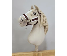 Super Hobby Horse Reguliuojamas kantaras hobi arkliukui rudas su balta pūkuota apdaila