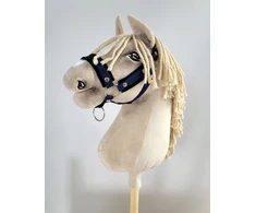 Super Hobby Horse Reguliuojamas kantaras hobi arkliukui – tamsiai mėlynas su juoda pūkine apdaila