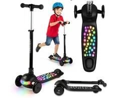 Ricokids Glowi juodas vaikiškas triračio balansinis paspirtukas su LED