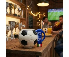 Sprintigo Didelis futbolo formos puodelis su 700 ml talpa, futbolo gerbėjams, juodas