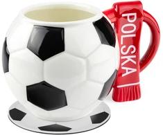 Sprintigo Didelis futbolo formos puodelis su 700 ml talpa ir silikonine padėkliuke, futbolo gerbėjams