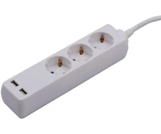 Ilgintuvas 3-vietis V-TAC, 2usb jungtys, 3G1.5MM2 X 5M, baltas