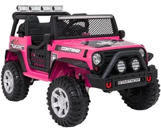 Vaikiškas elektrinis džipas 4x4 su LED šviesomis ir saugos diržais, nuo 3 metų, juodas