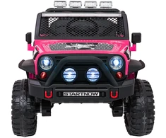 Vaikiškas elektrinis džipas 4x4 su LED šviesomis ir saugos diržais, nuo 3 metų, juodas
