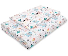 Bobono Patalynės komplektas su užpildu 120x90 cm – mėlyni meškiukai