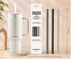 Vakuuminis termosas-puodelis su šiaudelių rinkiniu 1180 ml Berdsen kremas