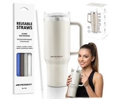 Vakuuminis termosas-puodelis su šiaudelių rinkiniu 1180 ml Berdsen kremas