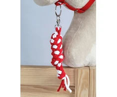 Super Hobby Horse Pavadėlis hobi arkliukui, dviguba virvė, baltai raudonas