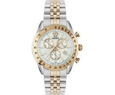 Vyriškas Versace Chrono Master laikrodis 44 mm sidabro ir rožinio aukso spalvos