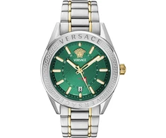 Vyriškas Versace V-Code GMT laikrodis žalia ciferblato spalva
