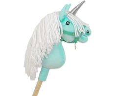 Super Hobby Horse Hobby Horse vienaragis ant lazdos mėtinės spalvos su balta karčiene