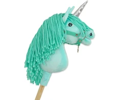 Super Hobby Horse Hobby Horse vienaragis ant lazdos mėtų spalvos su sidabriniu ragu