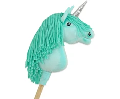 Super Hobby Horse Hobby Horse vienaragis ant lazdos mėtų spalvos su sidabriniu ragu