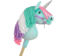 Super Hobby Horse Hobby Horse vienaragis lazdoje su spalvota karčiene ir sidabriniu ragu