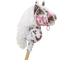 Hobby Horse lazdelinis arkliukas Premium rudas leopardinis su balta karčiais