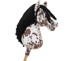 Super Hobby Horse Medinis žirgas su kotu – rudas leopardinis su juoda karčiais