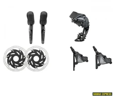 Pavarų grupė SRAM Force eTap AXS 1X D1 Electronic HRD FM Groupset (Shift/Hyd Disc Brake, 2Piece Cal., RearDer 33T Max &amp; batt., 160Rotors CLX-R CenterLocking, Charger/cord &amp; QuickStart Guide)