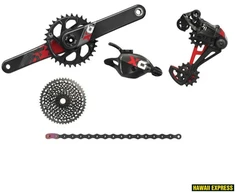 Pavarų grupė SRAM X01 Eagle DUB Groupset (Rear Der, Trigger Shifter w Clamp, Crankset DUB 12s 175 BOOST w DM 32t X-SYNC Chainring, Chain 126 links 12s, Cassette XG-1295 10-50t, Chaingap Gauge) Raudona
