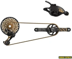 Pavarų grupė SRAM XX1 Eagle DUB Groupset (Rear Der, Trig Shifter w Clamp, Crankset DUB 12s 170 BOOST DM 34t X-SYNC Chainring, Gold Chain 126 links 12s, Cassette XG-1299 10-50t, Chaingap Gauge) Gold