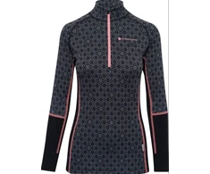 Termo marškinėliai Thermowave mot. Merino Flow ilgom rankovėm su užtrauktuku juodi