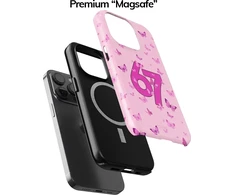 Coveris Telefono dėklas Magsafe "67 Rožinė" iPhone 12-17, Samsung S22-26, Google Pixel 10/Pro/ProXL modeliams