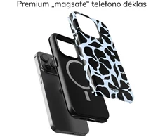 Coveris Telefono dėklas Magsafe "Juodas flowers" iPhone 12-17, Samsung S22-26, Google Pixel 10/Pro/ProXL modeliams