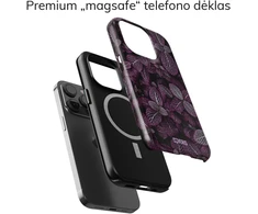 Coveris Telefono dėklas Magsafe "Violetinė leafs" iPhone 12-17, Samsung S22-26, Google Pixel 10/Pro/ProXL modeliams