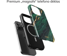 Coveris Telefono dėklas Magsafe "Žalias Marble" iPhone 12-17, Samsung S22-26, Google Pixel 10/Pro/ProXL modeliams