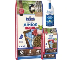 Bosch Petfood bosch Junior su ėriena ir ryžiais 15kg+2kg+lašišų aliejus 500ml