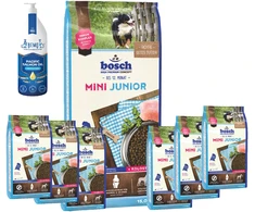 Bosch Petfood Mini Junior 15kg + 6kg + lašišų aliejus 500ml