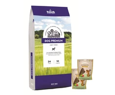 Bosch Tiernahrung bosch Dog Premium 20kg + Sammys avienos juostelės 180g x 2