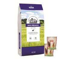 Bosch Tiernahrung bosch Dog Premium 20kg + Sammys jautienos juostelės 190g x 2