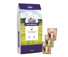 Bosch Tiernahrung bosch Dog Premium 20kg + Sammys jautienos juostelės 190g x 3