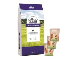 Bosch Tiernahrung bosch Dog Premium 20kg + Sammys vištienos juostelės 190g x 3