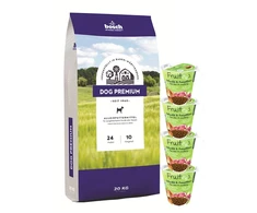 Bosch Tiernahrung bosch Dog Premium 20kg + 4 x Fruitees su stirniena ir spanguolėm