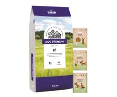 Bosch Tiernahrung bosch Dog Premium 20kg + Sammys sausainių mix 3x1kg